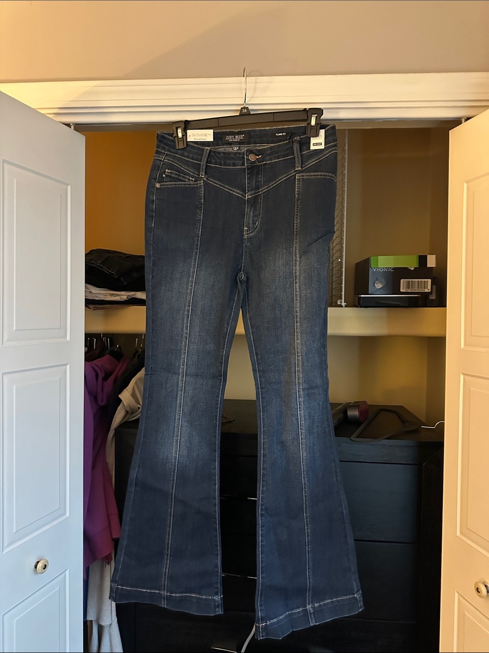 Judy Blue Dark Blue Flare Jeans with Paneled Seams